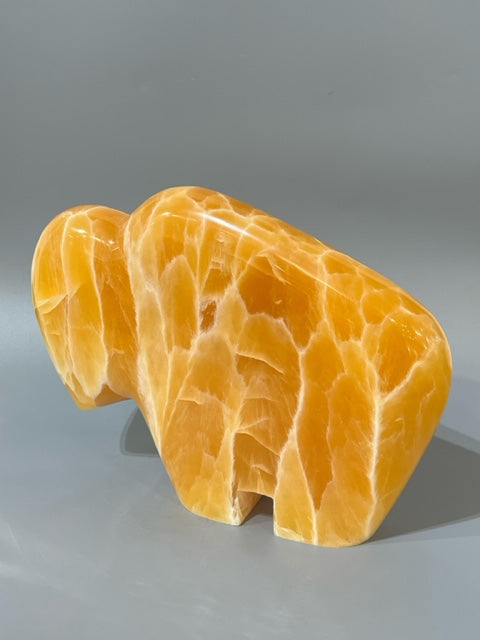 Honey Flourite Carved Bison