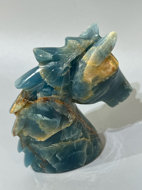 Blue Calcite Carved Horse Head