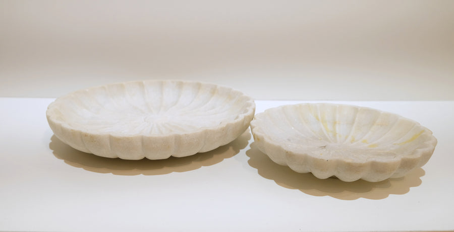 CARVED WHITE MARBLE BOWLS