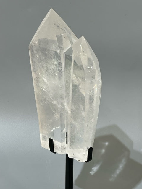 Twin Quartz Points on Rotating Stand