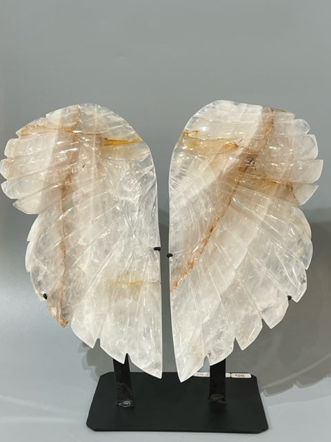 Quartz Angel wings with Custom Stand