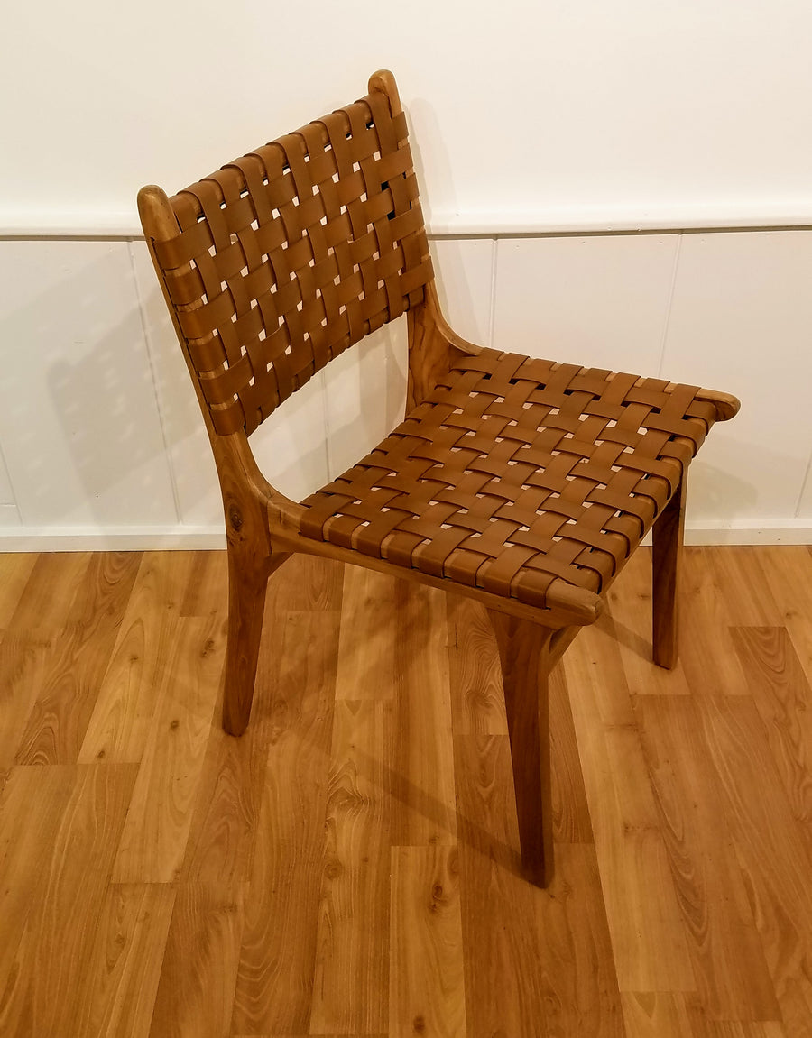 BRAIDED LEATHER DINNING CHAIR