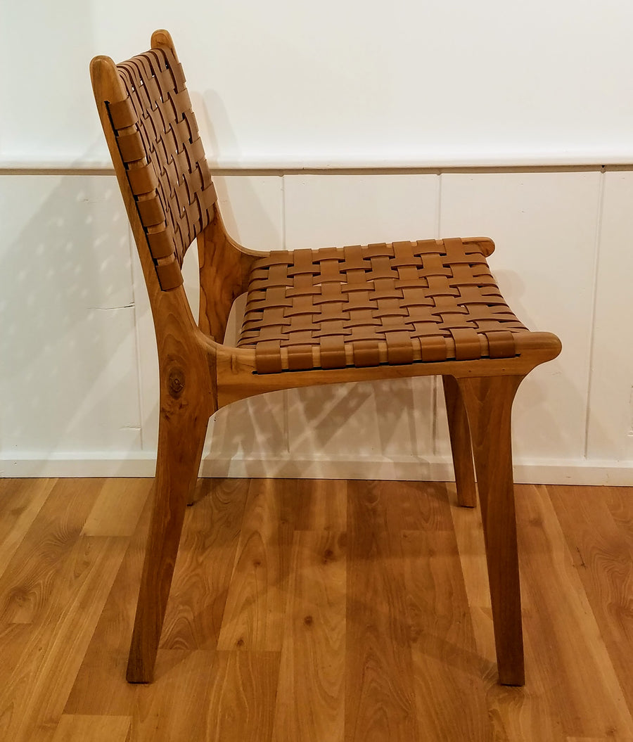 BRAIDED LEATHER DINNING CHAIR
