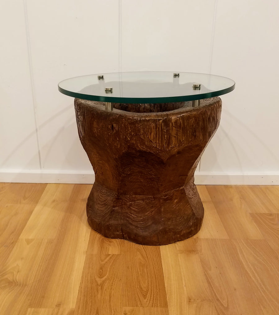 RICE MILL GLASS SIDE TABLE