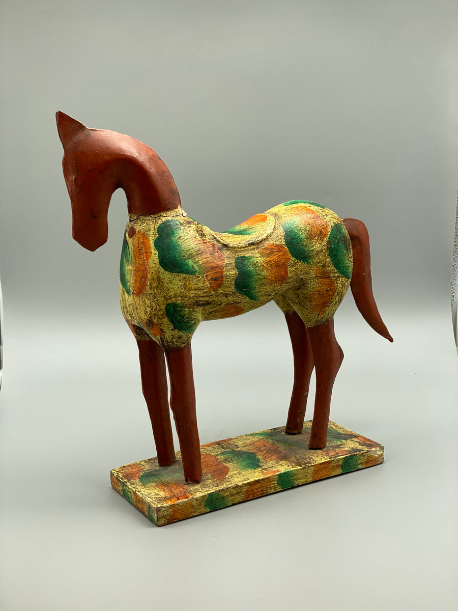 HAND PAINTED WOODEN HORSE