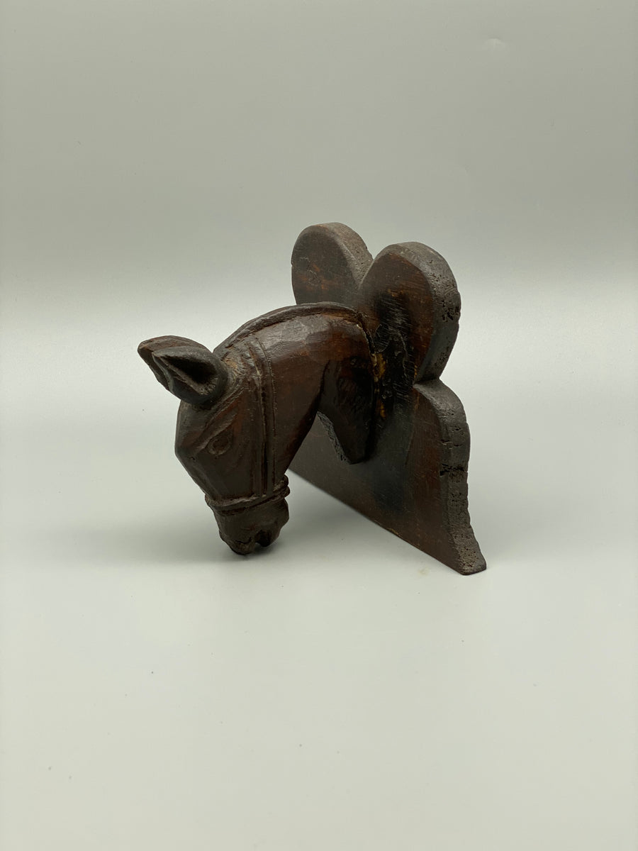 WOODEN CARVED HANGING HORSE HEAD