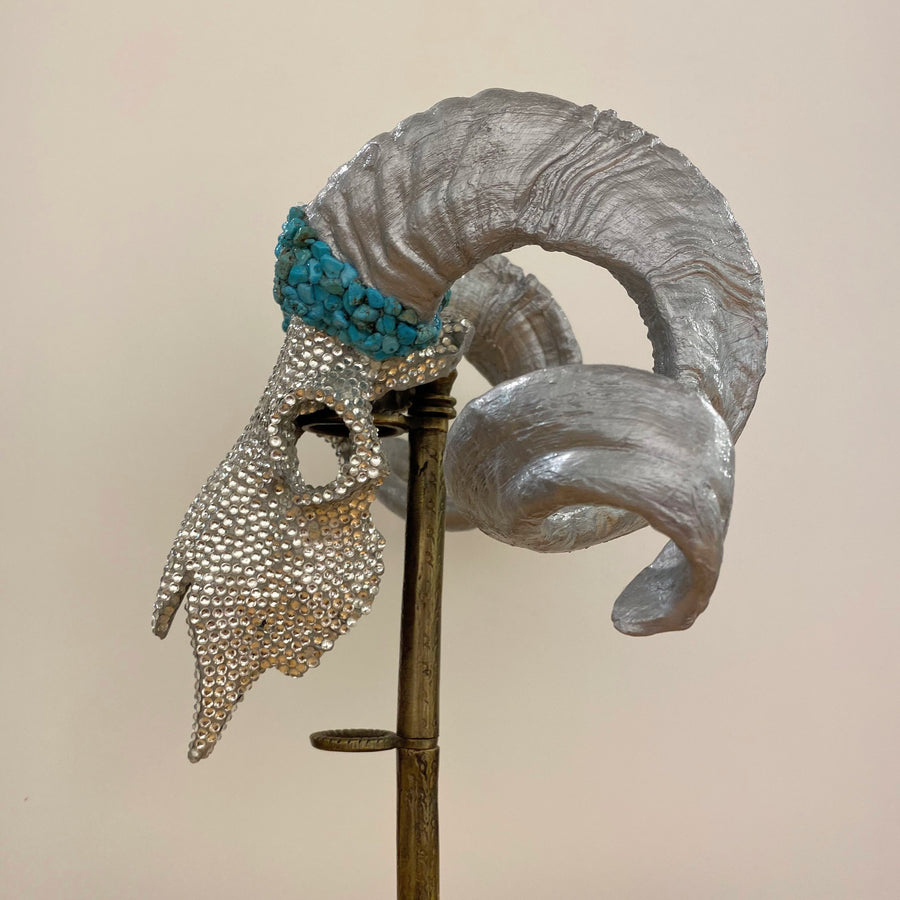 TURQUOISE  AND CRYSTALS - EMBELLISHED ANIMAL SKULL
